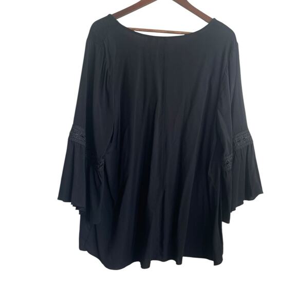 Cato Women Top 18/20 Black Rayon Crochet Inset Boho Witchy Whimsigoth‎ Hippie - Picture 3 of 13